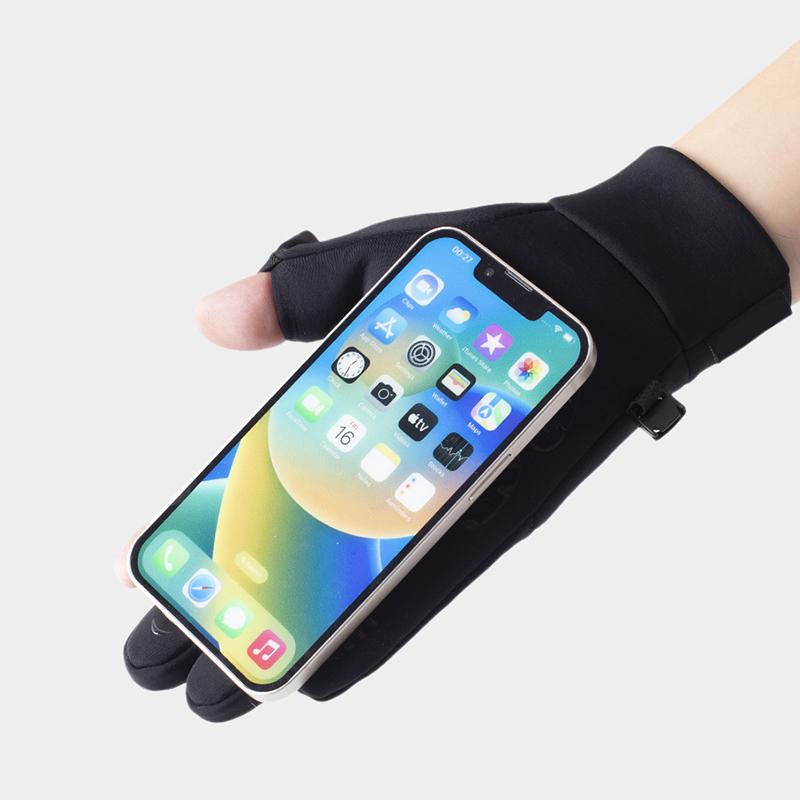 Winter Cycling Gloves Windproof Men Women Touchscreen Warm Gloves Motorcycle Water-Repellent Zipper Pocket Fingertip Flip Gloves