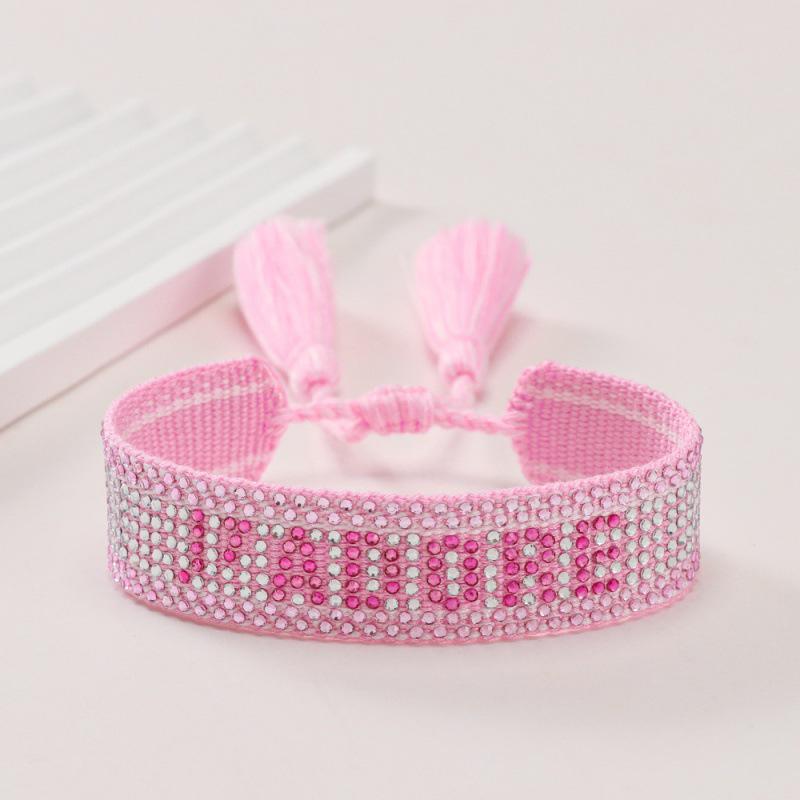 Unisex European Handwoven Tassel Bracelet with Hot-drilled Letter Design