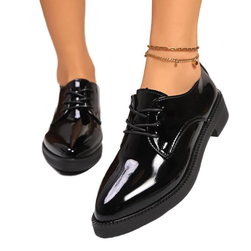 

Новые женские кожаные туфли Весна и Осень, туфли из натуральной кожи, черные остроносые на шнуровке, на мягкой подошве, одинарные, больших размеров, 35-43 43