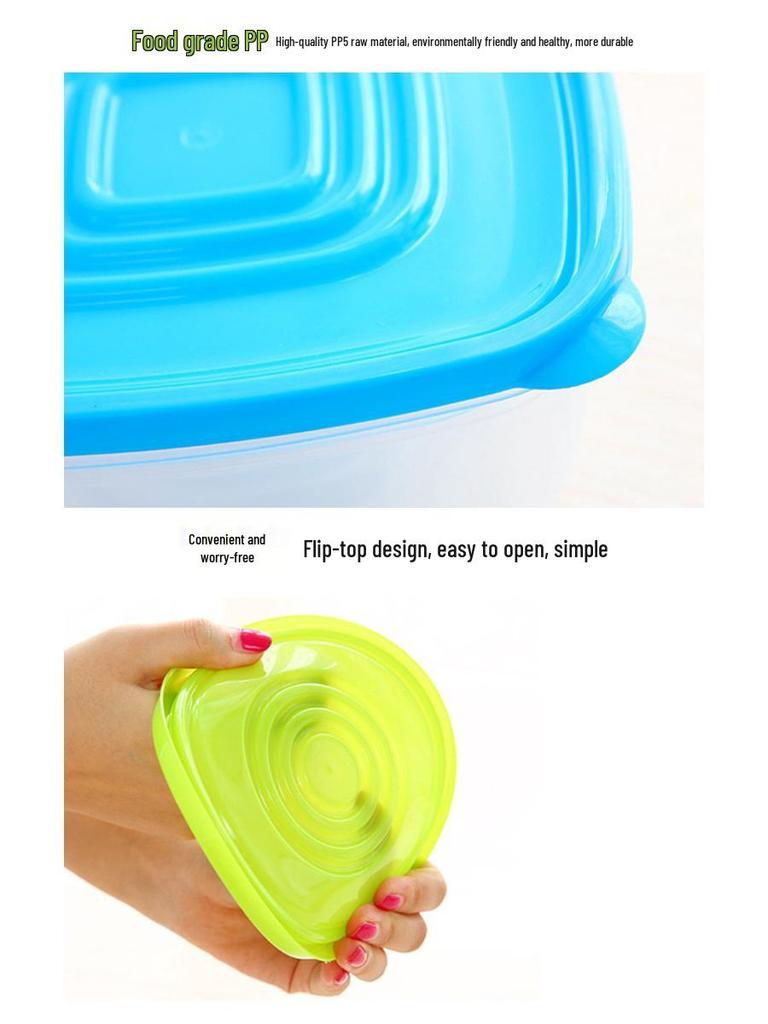 Square & Round Plastic Lunch Containers Set - Sealed, Compartmentalized, Freshness-Preserving Storage Boxes.