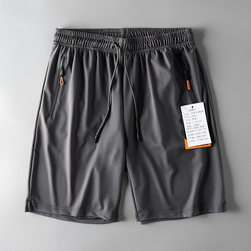 Export Tail Single Cut Label Mesh Style for Sports Shorts Men's Summer Silk Ice Quick-Drying Knee Length Pants Export Men's Middle Pants Beach Pants
