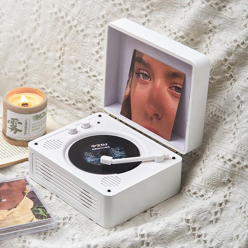 10 W 5 V Vintage Vinyl CD Player Mobilny Bluetooth Duży Akumulator System Dźwiękowy Stereo Podwójny Głośnik Gramofon
