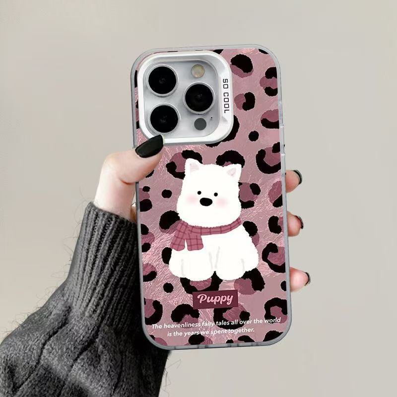 The new leopard print puppy is suitable for iphone17 mobile phone case Apple 15promax/14 anti-drop 13pro16 cute