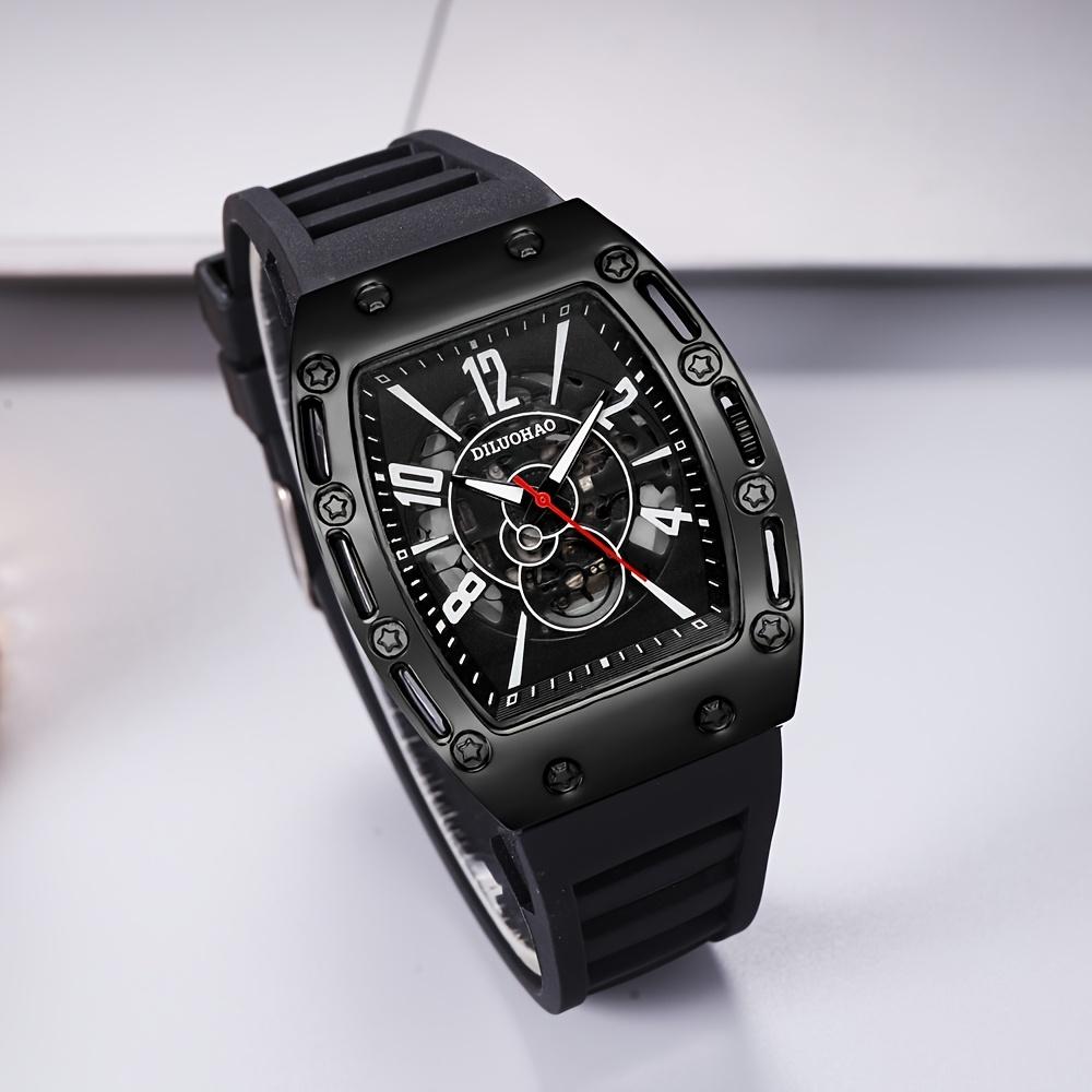 Quartz Watch Silicone Transparent Hollow Barrel Quartz Watch Casual Fashion Sports Men's Watch for Father's and Lover Gift Watch Christmas Gift