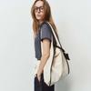 Leather Trim Canvas Shoulder Bag