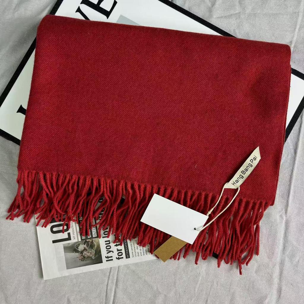 Schal im koreanischen Stil, einfarbig, Imitation Kaschmir, rot - Warm, vielseitig, modische Fransen für Herbst/Winter