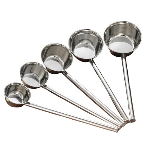 Morimi Sandia Wooden Handle Ladle with Measuring Measuring Rod, Large, 1 Ladle, 2 Ladles, Multi-Purpose Sauce Ladle, Cooking Ladle, Water Ladle, Kitch