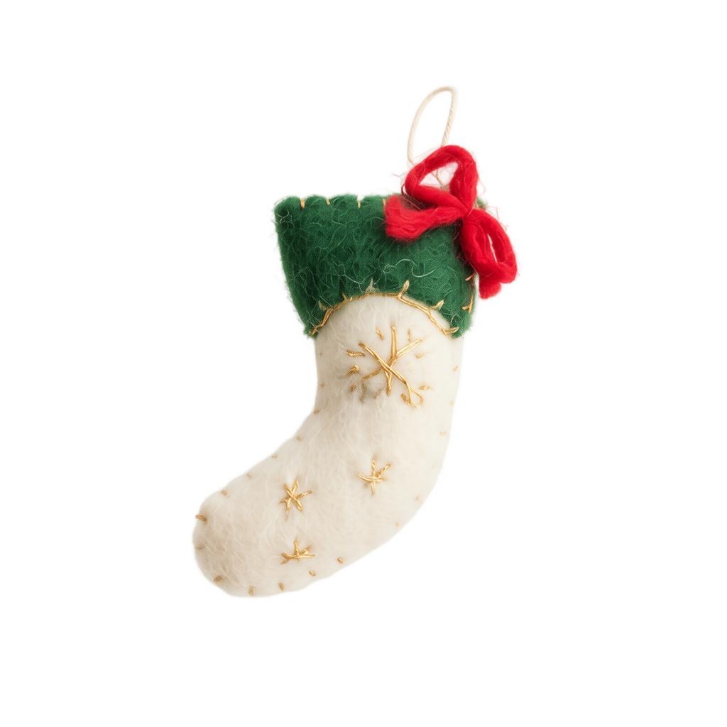 Christmas Wool Sock Ornament, Hanging Decoration for Holiday Crafts