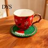 Heat Resistant Knitted Coaster Set Christmas Crochet Coaster, Handmade Woven Drink Cup Pad, Cute Santa Snowman Coasters Gingerbread Man Table