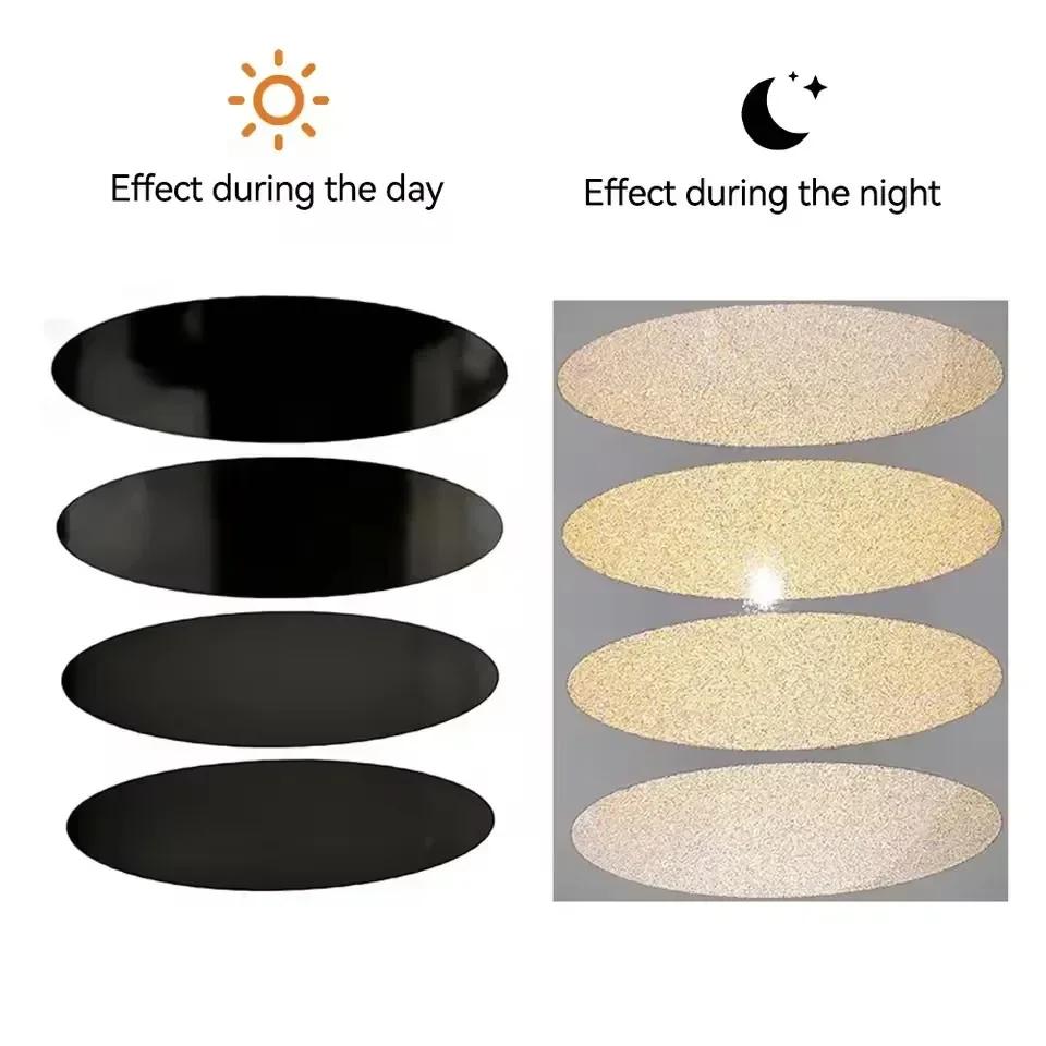 Motorcycle Helmet Invisible Black Reflective Stickers Round and Oval Wheel Arch Scratch Stickers Night-time Safety Warning