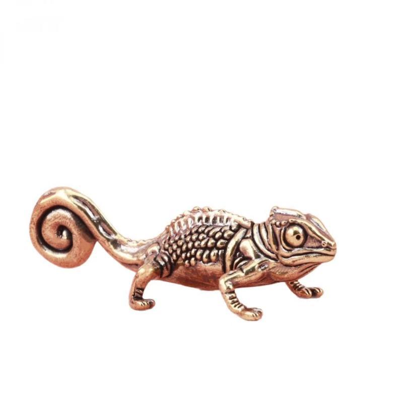 Solid Alloy Horned Lizard Mini Figurine Vintage Finish For Desktop Terrarium Decor Collection