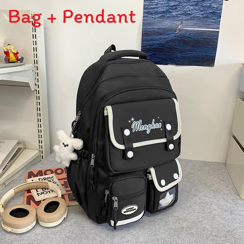 Nylon School Backpack For Students With Design And Letter Pattern For Campus Use