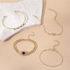 4Pcs Vintage Green Zircon Snake Designs Wrist Chain Metal Bracelet Set Open Cuff Bangles Party Jewelry for Women