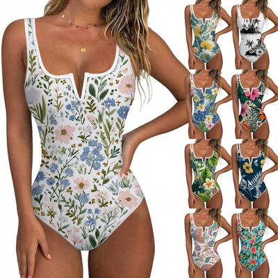 Women's Color-Blocked One-Piece Swimsuit With A Sexy V-neck