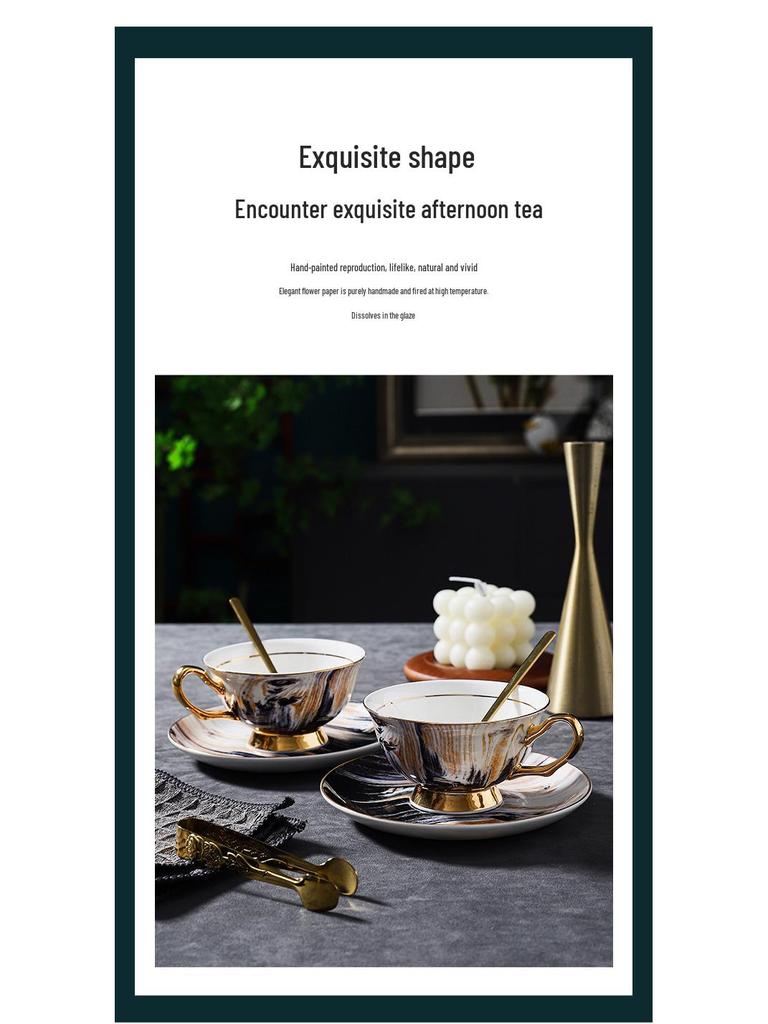 Exquisite Wood Grain Ceramic Tea Set with Saucer - Premium Bone China Cup for Afternoon Tea