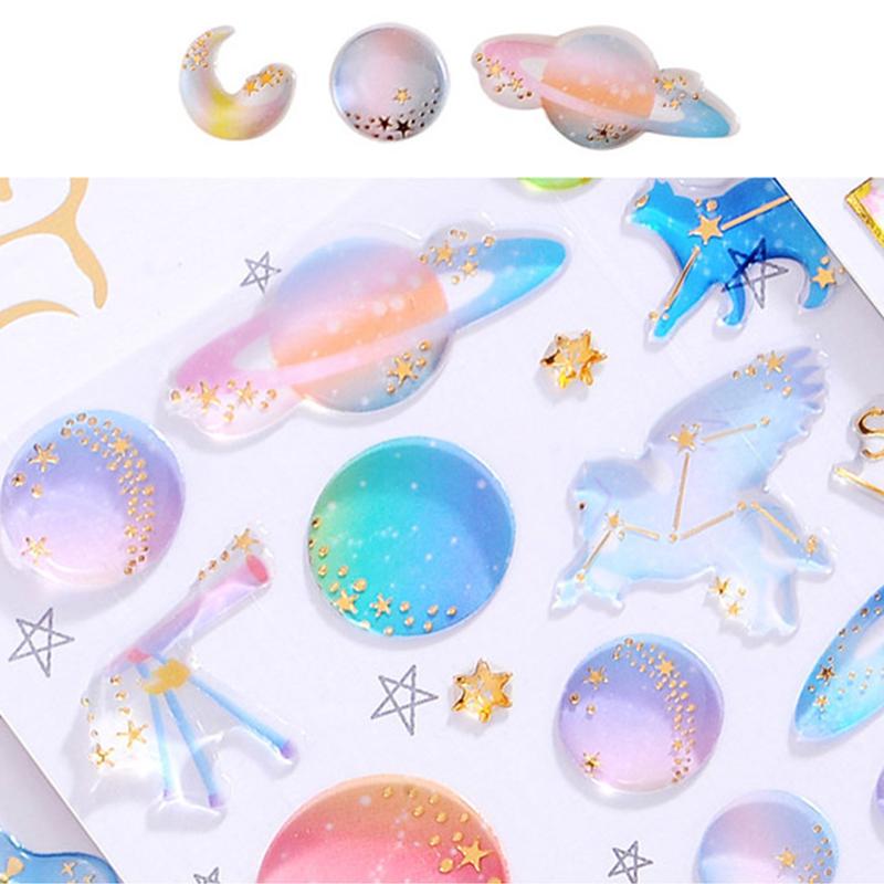 Fun Fantasy Cartoon Stickers Bronzing 3D Environmental Protection Mobile Phone Diary Handbook Sticker Material Children Gifts