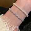 Elegant Pull Flower Bracelet Shiny Hand Chain Floral Adjustable Zircon Bracelet  Hand Accessories