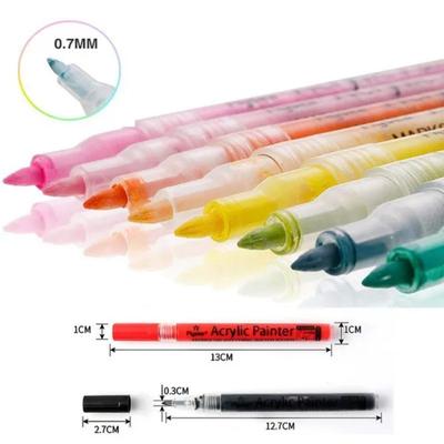 12Pcs/Set Acrylic Paint Pens Acrylic Paint Pens Acrylic Paint Markers Pen for Rock Painting Wood Canvas Ceramic DIY Mug Design