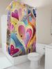 Abstract Multicolor Heart Shower Curtain - Waterproof, Mildew-Resistant, Machine Washable For Vibrant Bathroom Decor