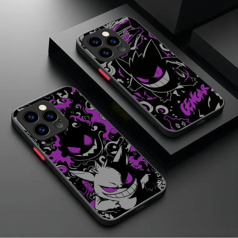 P-Pokemon Gengar Graffiti Case For iPhone 17 Air 15 16E 16 14 13 12 11 Pro Max XR 7 8 Plus SE 2020 Shockproof Matte Hard Cover