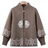 Sweater jacket medium old woman suit knitted two-piece set mother autumn clothes autumn and winter cardigan new