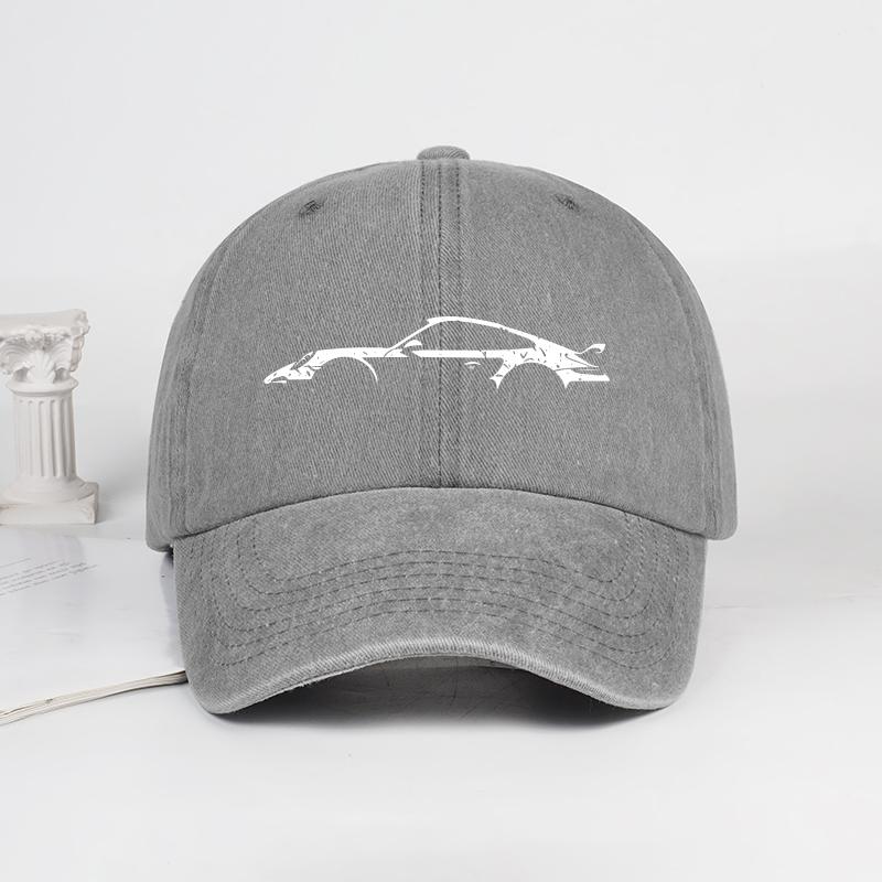Classic Sports Car Silhouette Baseball Cap Unisex Retro Washed Cotton Adjustable Dad Hat Casual Automotive Sun Hat