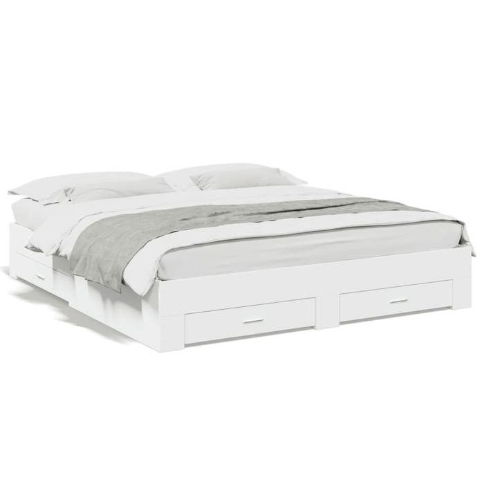 VidaXL Bed Frame with Drawers White 180x200 Cm Engineered Wood, Bed, Storage Bed, Double Bed Frame, Double Bed 3280363