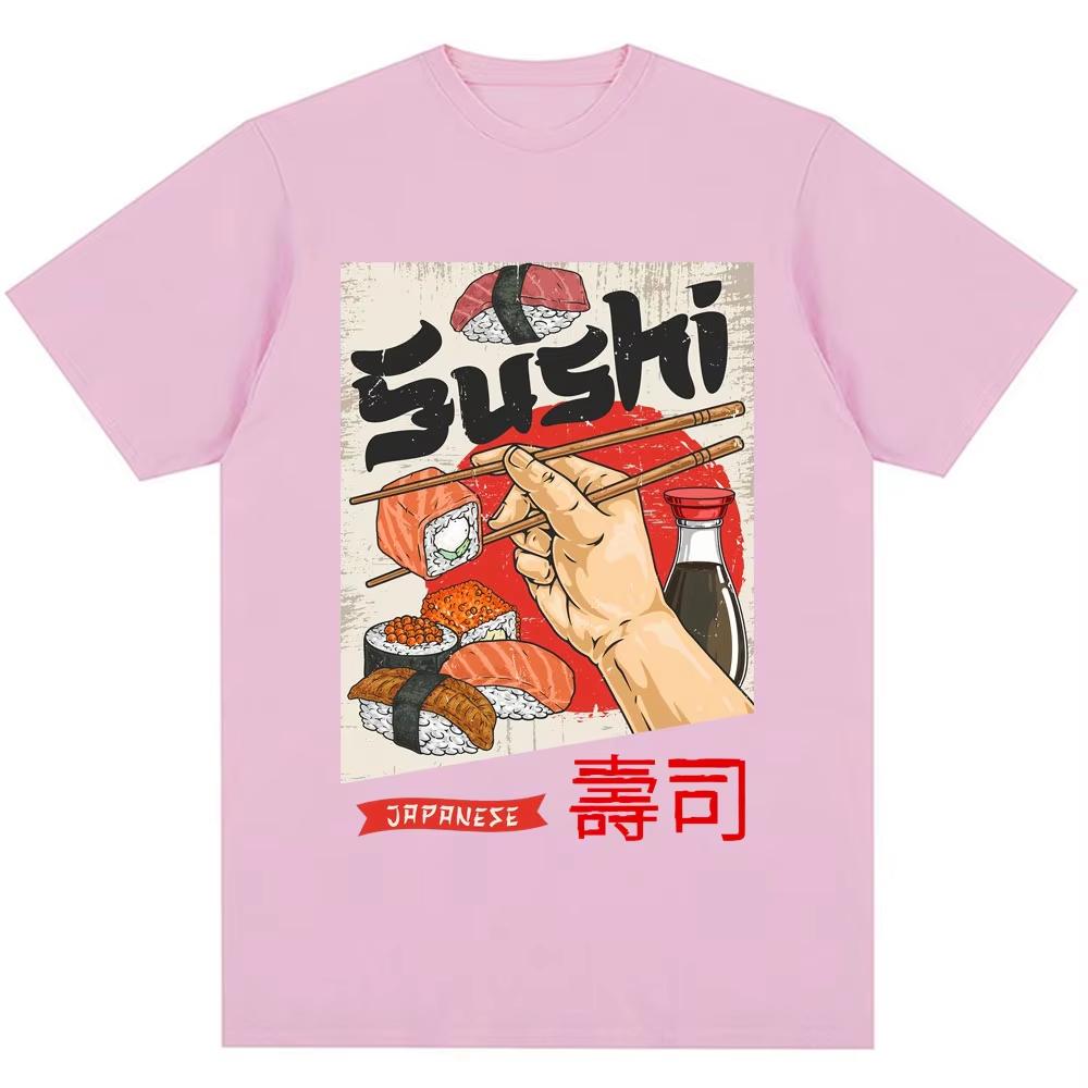 Summer Hot Sale Japan Sushi Funny Graphic T-Shirts Y2k Unisex Unisex Fashion Harajuku T Shirt Cotton Gothic Trendy Round T-Shirt
