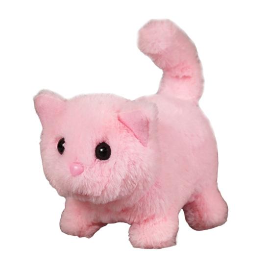 Kids Electric Plush Cat Toy Walking Head Shaking Tail Wagging Interactive Kitten Plushie Toy Toddlers Boys Girls Educational Simulation Animal Toy
