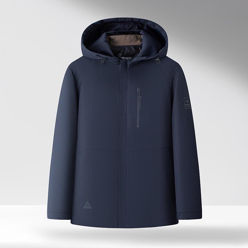 Men's Hooded Winter White Duck Down Jacket - Warm Middle-aged Business Outerwear