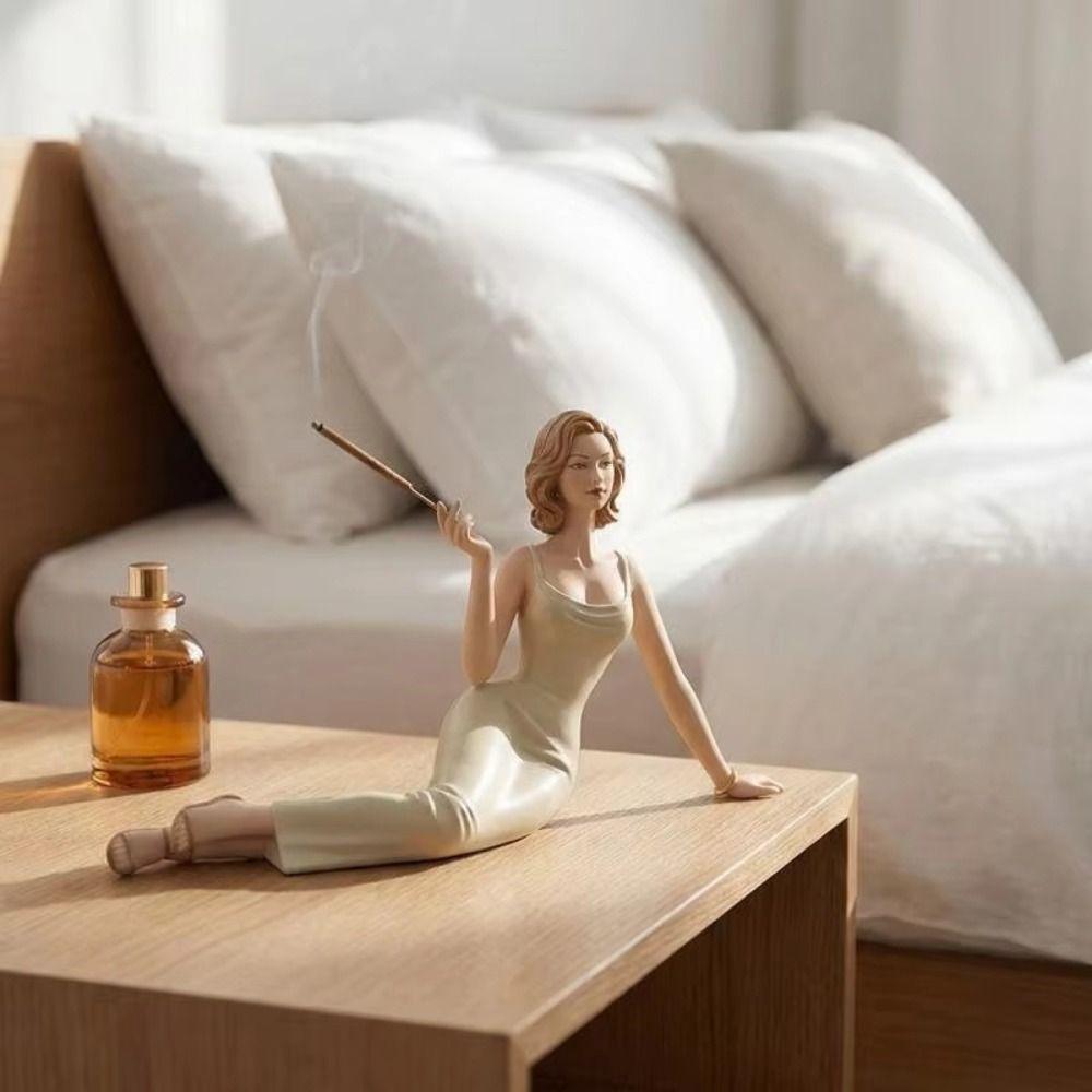 Creative Aroma Statue Stand Handcrafted Incense Burning Tray Women Figurine Incense Burner  Home