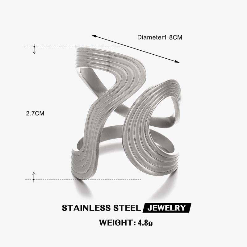 Stainless Steel Gold Color Hollow Heart Open Ring for Women Exaggerated Metal Geometric Wrapped Adjustable Rings Jewelry Gifts