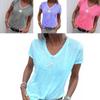 Stylish Women V-neck T-shirt Casual Loose Star Summer Shirts Solid Short Sleeve Perfect For Outdoor Activities