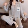 Japanese and Korean style cartoon cute pet pajamas women's autumn new imitation cotton thin loose loungewear long-sleeved two-piece set