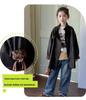 2025 Girls' Mid-Length Leather Jacket - Stylish Autumn/Spring Coat for Fashionable Big Girls