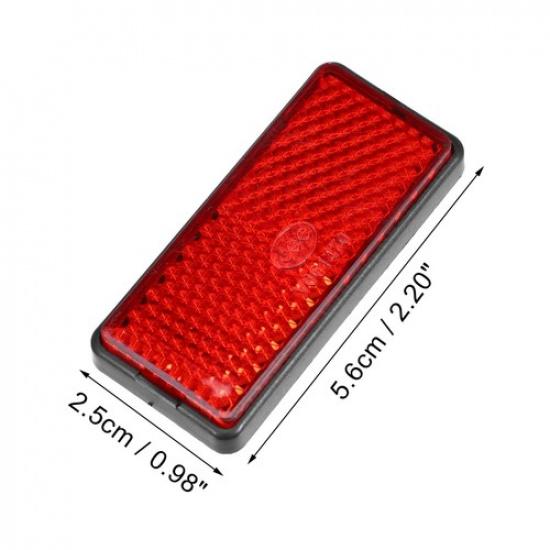 6 Pcs Motorcycle Rectangular Stick-On Safety Spoke Reflective Reflector Red