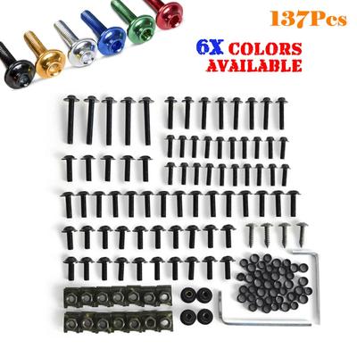 137Pcs Motorrad Verkleidung Körper Schrauben Kit Fastener Clips Schraube Muttern Aluminium Für Kawasaki Suzuki Honda Yamaha BMW Sportbikes