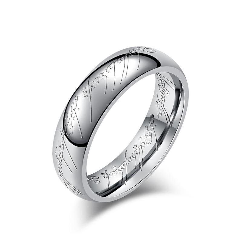 Women's Simple Fashion Titanium Steel Ring 2.8mm Thick Inside and Outside Rot Engraved Stainless Steel Men's Casual Jewellery