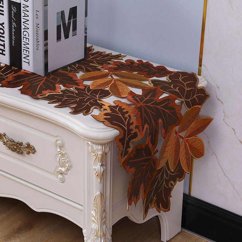 Leaf Pattern Tabletop Placemat Maple Leaf Table Mat Embroidered Table Runner Thanksgiving Day