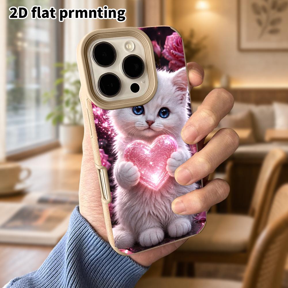 Phone Case: Lambskin 2D Flat Samsung Galaxy A34 A35 M05 M06 S20 S22 S21 FE Plus 5G Protective Case, Cute Little White Cat, Christmas and Halloween Gif