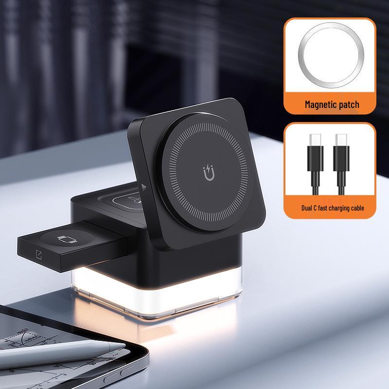 

MagSafe 3-in-1 Wireless Charger for Apple Watch, iPhone, Night Light & Earphones AI