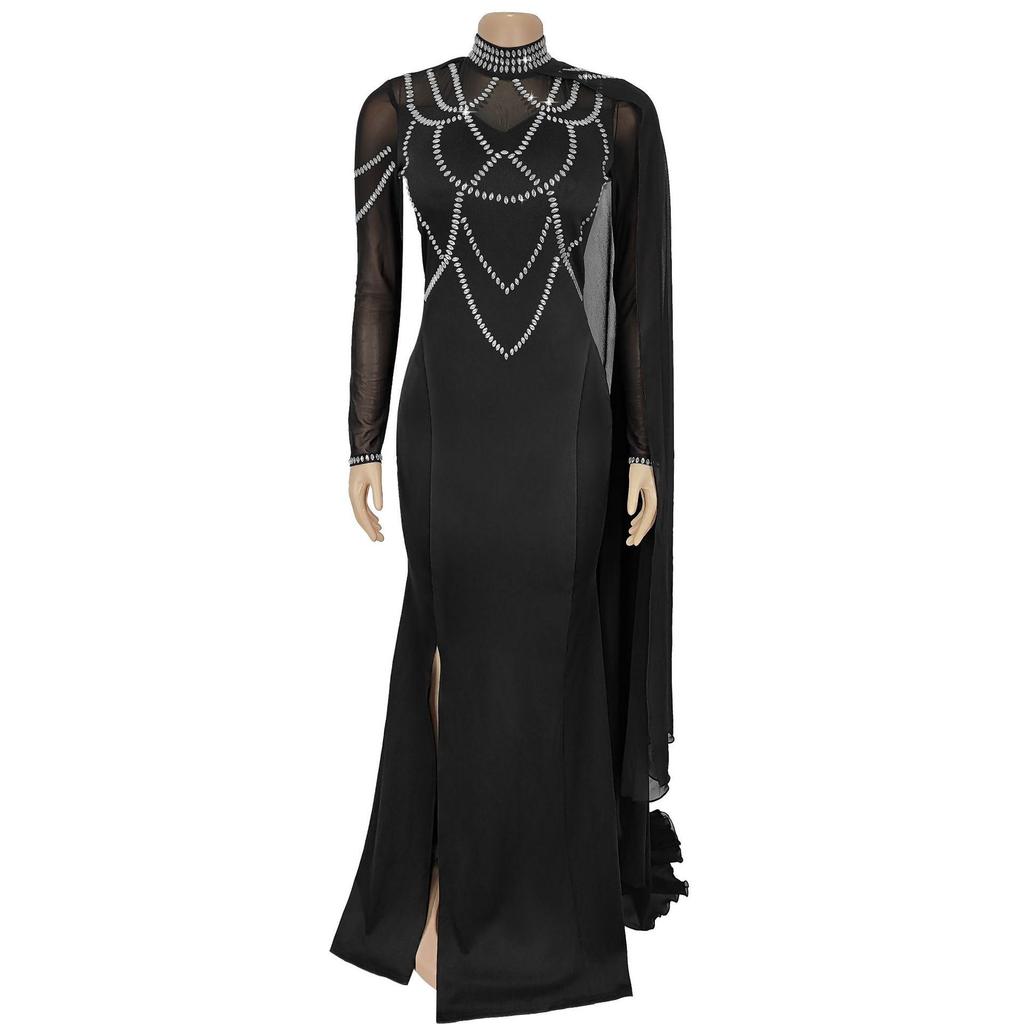 Women's Fashion Slim-fit Rhinestone Shawl Dress - Elegant European & American Style