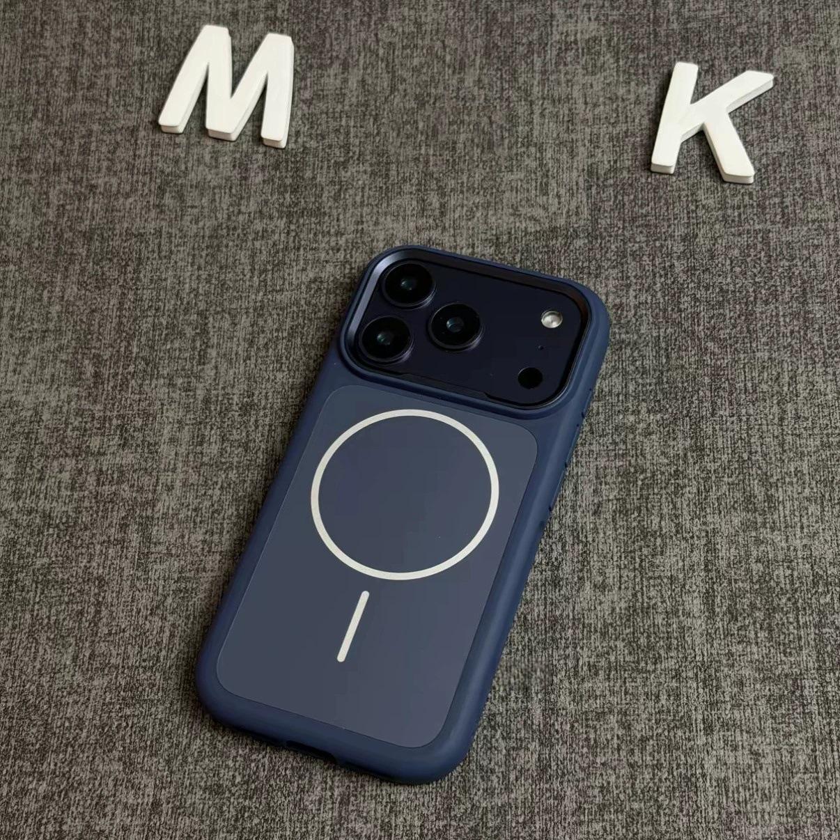 

iPhone 17 Pro Max Matte Magnetic Case: Full Coverage, Color Blocking, Anti-Drop Protective Skin Air синий
