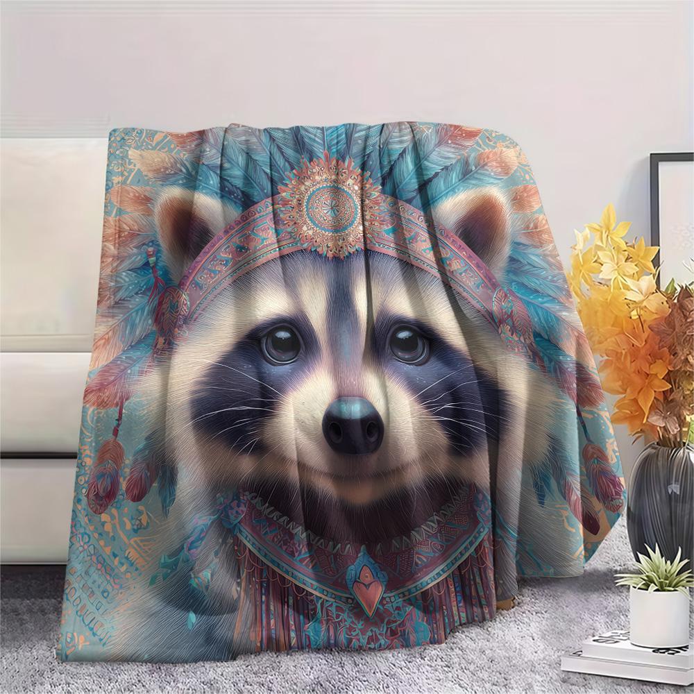 Native American Animals  Print Flannel Blanket, High quality Comfortable for All Seasons, Home Decor, Warmth and Comfort