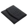 Used 10097 Compact Flap Wallet 7943 COCO Mark CC Mark 3rd Series Vintage Deca Coco Caviar Skin Black Unisex from Japan