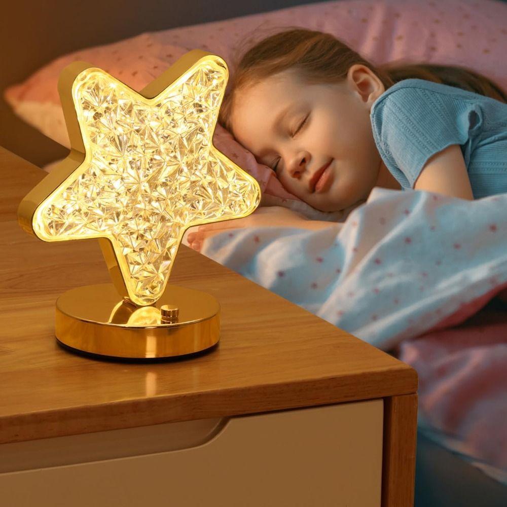 USB Rechargeable Crystal Night Light Dimmable Desk Light New Beside Lamp