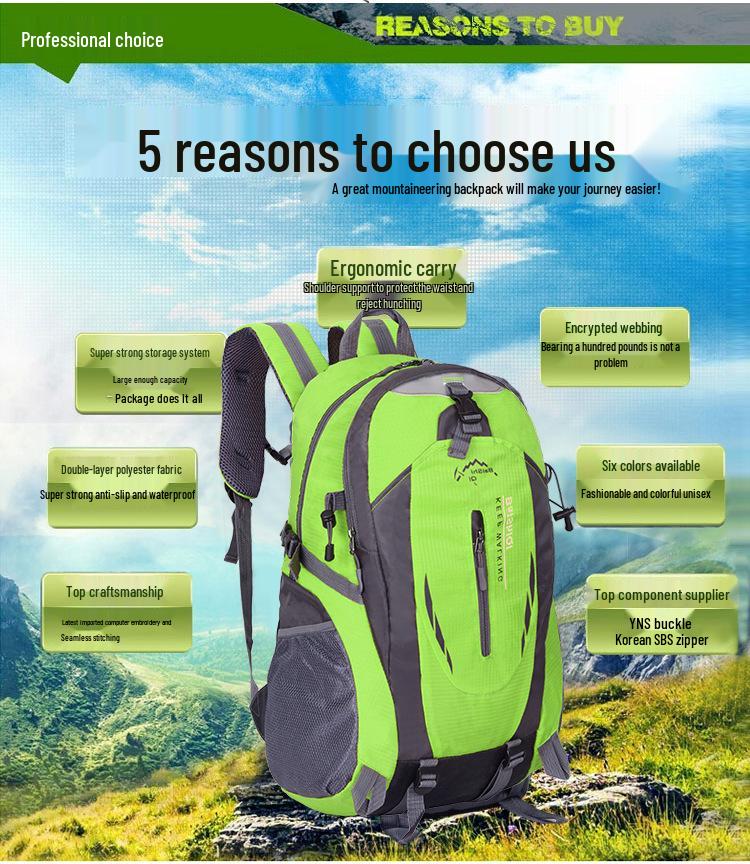 40L Unisex Professional Outdoor Backpack for Travel, Cycling, Hiking, and Mountaineering