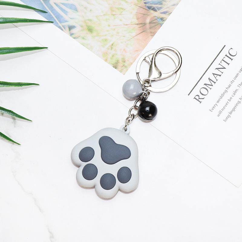 Creative 3D Cute Soft Rubber Cat Paw Keychain with Bell - Car Pendant Ring 