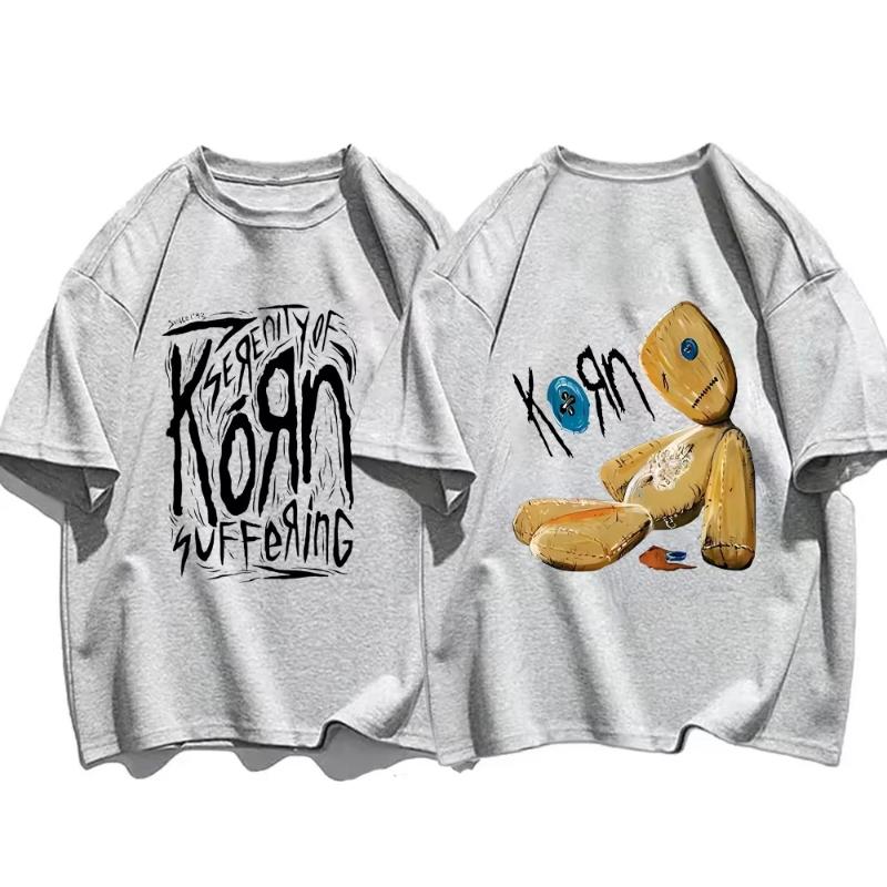 Korn Rock Band Printed T-Shirt Korn WORLD TOUR Music T Shirt for Men Women Loose Short Sleeve Summer Casual Hip Hop Streetwear