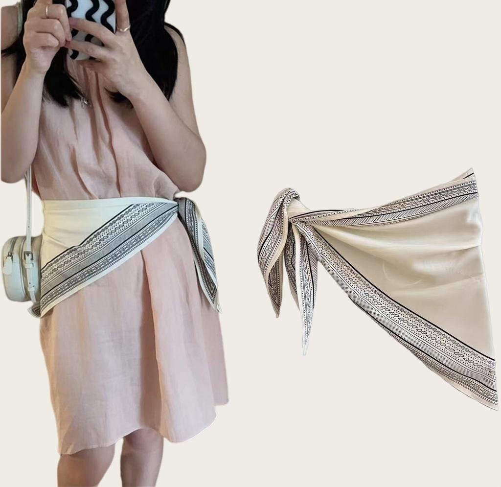 Twill silk triangular scarf, clothing accessories, cashew nut double-sided printed belt, versatile women's rhombus silk scarf, bag head, fart curtain.